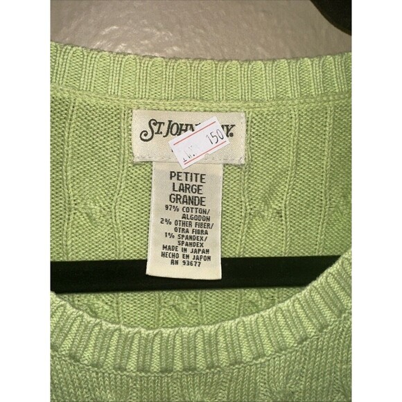 St Johns Bay Petite Large Green Cotton Blend Knit Short Sleeve Sweater Top - Picture 6 of 6